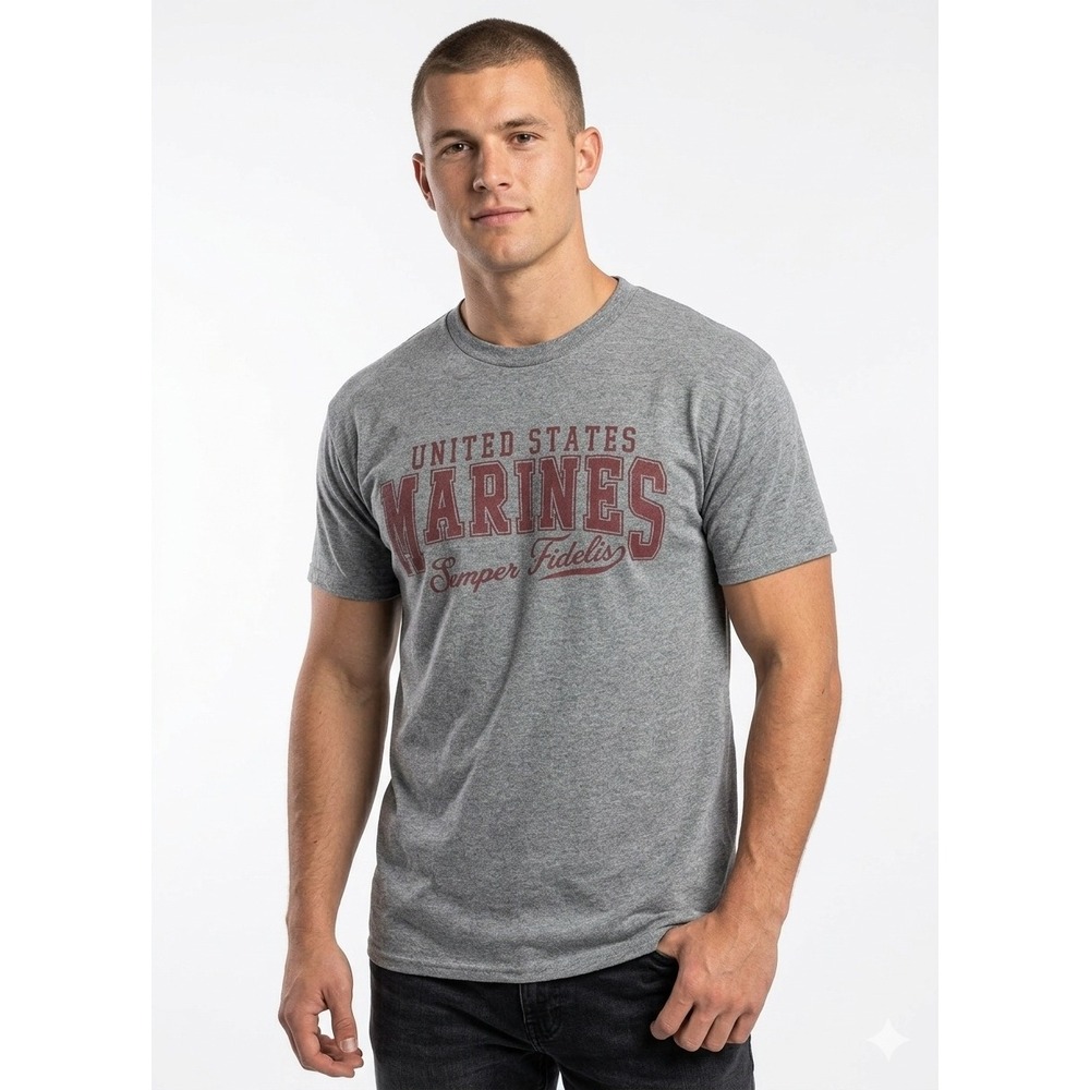 MV Sport US Marines Semper Fidelis Graphic T-Shirt Gray Large